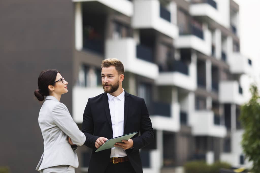 Real estate agent with a client