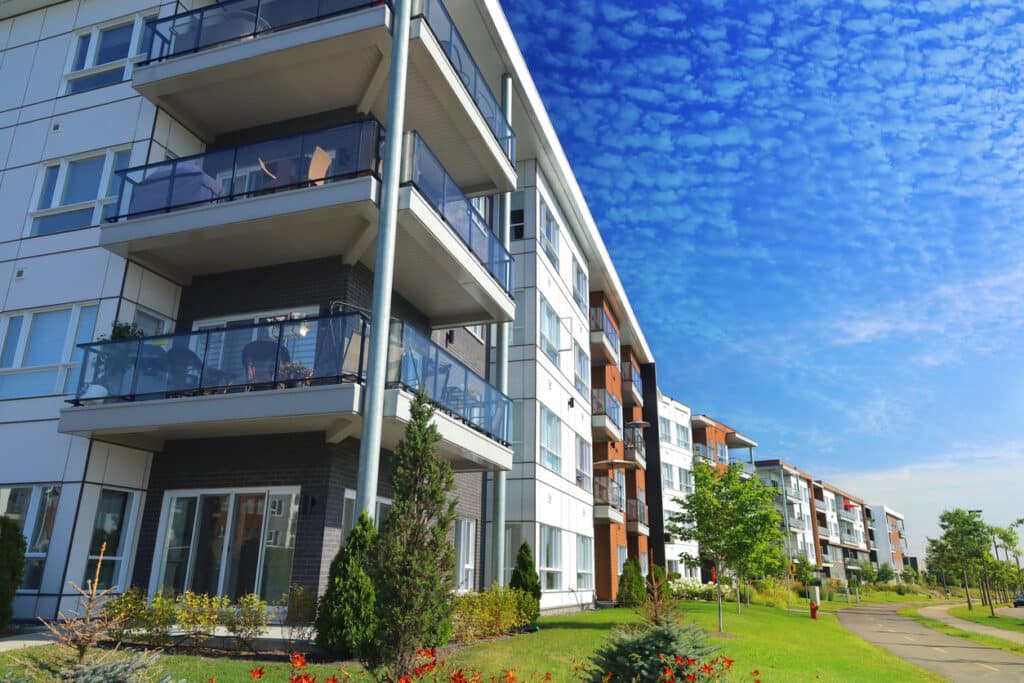 Large Multi-Condos Building Blocks with Bicycles Lane